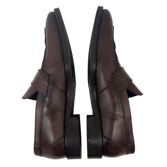 Bruno Magli Hudson Penny Loafers Shoes US 10M Italian Brown Leather Dress Casual